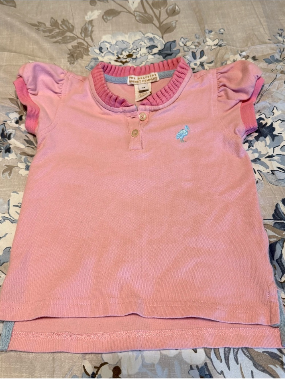 The Beaufort Bonnet Company Pink Polo with Light Blue Embroidered Logo